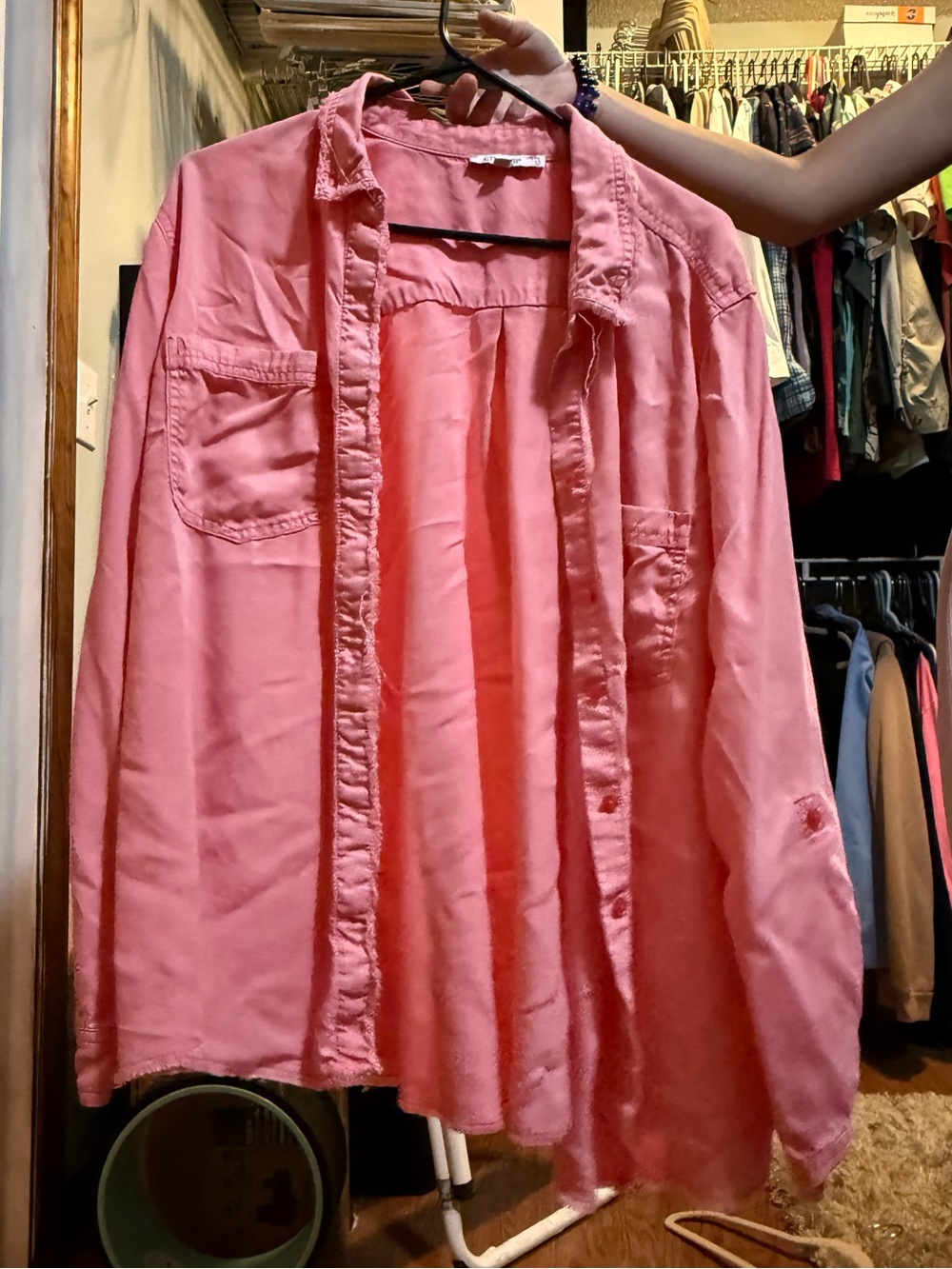 Chico's Pink Long-Sleeve Button-Down Shirt